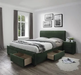 Łóżko MODENA 3 160x200 ciemno zielone velvet HALMAR