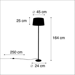 Lampa stojąca czarna z abażurem z lnu w kolorze ciemnoszarym 45 cm - Simplo