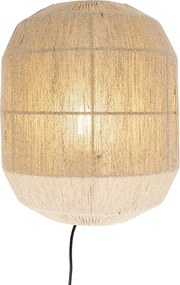 Orientalna lampa ścienna czarna ze sznurkiem jutowym - Riki