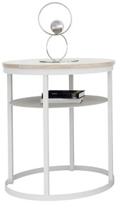 Dwupoziomowy stolik kawowy z półką dąb sonoma + biały A6-R75