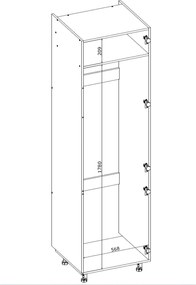 Kuchenna szafka pod zabudowę lodówki modułowa wysoka BELLA DL-60/214 kaszmir mat