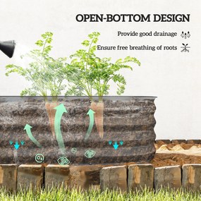 Outsunny Podwyższone łóżko na rośliny, modułowe łóżko ogrodowe, chronione krawędzie, design bez dna, 195 x 62 x 30 cm, Srebrny