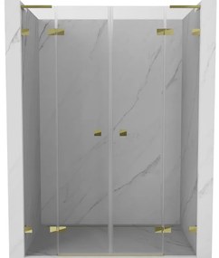 Mexen Lunar L Duo drzwi prysznicowe uchylne 150 cm, transparent, złote - 834DL-150-000-50-00