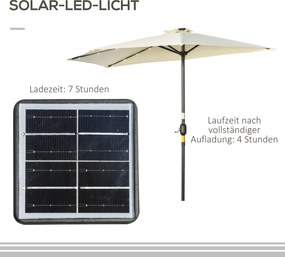 Outsunny Parasol, 270 x 240 cm pół parasol, parasol balkonowy z LED do ogrodu