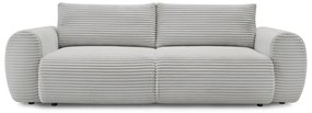 Jasnoszara sztruksowa rozkładana sofa 257 cm Lucien – Bobochic Paris