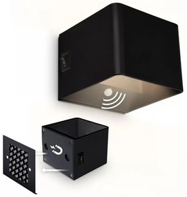 Briloner 3879015 - LED ładowalna oprawa ścienna z czujnikiem BORRA LED/1,5W/5V 3600 mAh czarna