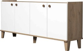 Komoda skandynawska – 180 x 77,8 x 41 cm – Dąb i biel – Płyta wiórowa