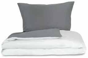 Kvalitex Pościel satynowa Luxury Collection biały/ciemnoszary, 140 x 200 cm, 70 x 90 cm