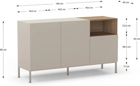 Kremowa komoda 140x80 cm Cailin – Marckeric