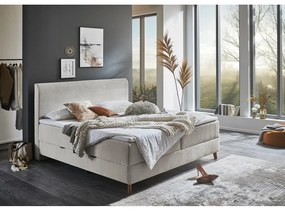 Beżowe łóżko boxspring ze schowkiem 160x200 cm Memphis − Meise Möbel