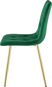 Zielone krzesło do kuchni LIBRA aksamitne ze złotymi nogami