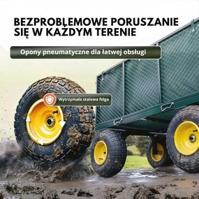 Wózek transportowy HECTOR, maks. 550 kg, 110x75x52 cm, zielony Gardebruk