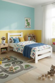 Białe drewniane łóżko z zagłówkiem 100x200 K6-K56