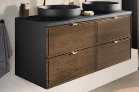 Szafka pod umywalkę nablatową TALIA CASELLA 2S 60cm dąb casella/czarny mat z blatem COMAD
