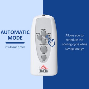 HOMCOM Wentylator stojący 138cm z timerem 5h pilotem regulacja wysokości 3 prędkości biały stalowy | Aosom PL