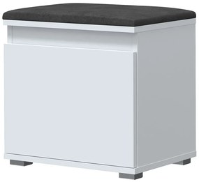 Szafka na buty z welurowym siedziskiem biały + szary C2-R64