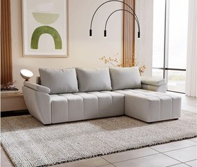 BEDANTE narożnik ZEUS L Monolith 84 prawy szary z funkcją spania sofa w kształcie litery L z pojemnikiem na pościel kanapa do salonu sofa rozkładana