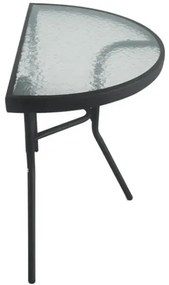 Półokrągły stolik ogrodowy z szklanym blatem ISLAND 70x40 cm, czarny