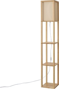 Nowoczesna lampa podłogowa drewniana z beżowym abażurem - Stojan