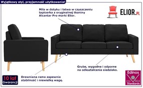4-osobowy zestaw wypoczynkowy z fotelem, czarny - Muria 4X