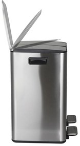 Stalowy kosz na śmieci 2x20 l do segregacji odpadów/z pedałem w kolorze matowego srebra Aliya – Spirella