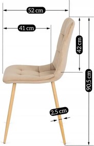Krzesło Tapicerowane do Jadalni FREDY Beżowe Welurowe Nowoczesne Loft