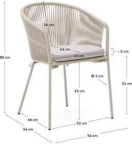 Kremowe metalowe krzesło ogrodowe Yanet – Kave Home