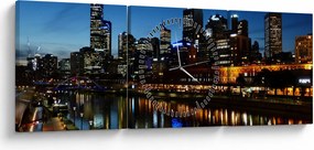 Obraz nocy w Melbourne (z zegarem) (90x30 cm)