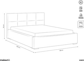 Zielone aksamitne tapicerowane łóżko dwuosobowe ze schowkiem ze stelażem 140x200 cm Hiko – Makamii