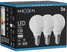 Mexen Nova 3x żarówka LED E14, G45, 7W, Neutralna - 4000K, 735 lm - L101-E14-0740-01x03