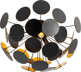 Designerska lampa wisząca czarna ze złotem 54cm 3-światła - Cerchio