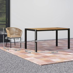 Outsunny 5-częściowy zestaw mebli ogrodowych, 4 krzesła, 1 stół, sztuczny rattan, stalowa rama, zdejmowane poduszki, dla tarasu, Khaki