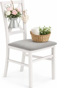 Białe krzesło tapicerowane krzyżak A3-L95