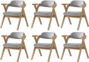 Zestaw 6 składanych krzeseł do jadalni - składane i chowane - poduszka welurowa - 64,5 x 66,5 x 73 cm - drewno - szary