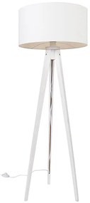 Nowoczesna lampa podłogowa trójnóg biała z abażurem białym 50 cm - Tripod Classic