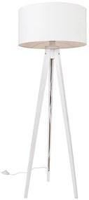 Nowoczesna lampa podłogowa statyw biały z białym kloszem 50 cm - Tripod Classic Nowoczesny Oswietlenie wewnetrzne