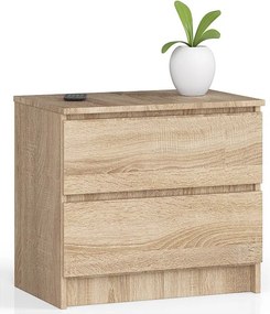 Szafka nocna AKORD K60 Dąb Sonoma 60 cm 2 szuflady kolor Dąb Sonoma mat 60x40x55 cm