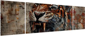 Obraz - Tygrys z cegieł (170x50 cm)