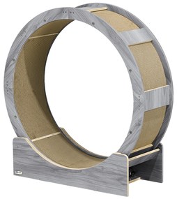 PawHut Kocie Koło Treningowe, Koło Do Biegania dla Kotów, 91 cm, z Hamulcem, Matą Do Drapania, dla Zdrowego Ruchu, Orzech