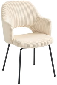 HOMCOM Krzesło Jadalniane, Obicie Aksamitne, Forma Muszli, Nogi Metalowe, Podkładki do Nóg, Beżowy