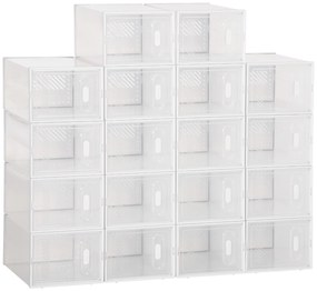 HOMCOM Modularny System Półek z 18 Przegródkami, Samodzielny Montaż, 25 cm x 35 cm x 19 cm, Przezroczysty