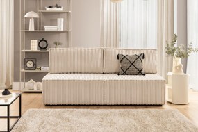 Kanapa Solvero z funkcją spania - jasny beż plusz Tilia 01