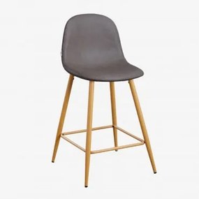 Zestaw 4 Wysokich Stołków Z Imitacji Skóry Glamm Gris Antracita & ↑65 Cm & Drewno Naturalne - Sklum