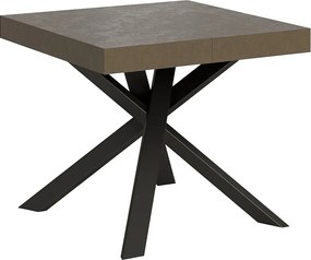 Stół rozkładany 90/194x90 cm Clerk szaro-beżowy nogi antracytowe