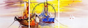 Obraz - Obraz statku (z zegarem) (90x30 cm)