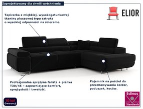 Czarny sztruksowy narożnik tapicerowany S8-W59