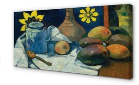 Obraz na płótnie Martwa natura z dzbankiem herbaty i owocami - Paul Gauguin