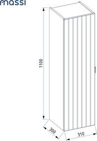 Szafka łazienkowa słupek wisząca zielona lamelowy front 31 x 30 cm CUSCO