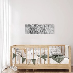 Obraz - Ośnieżone gałęzie (z zegarem) (90x30 cm)