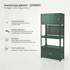 Regał metalowy z szafkami zielony, 1800x800x420 mm: JOHNNY